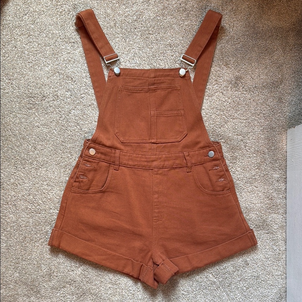 Women's Brown Overall Shorts
